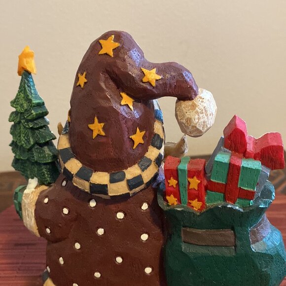 Uniquely Dressed Santa Holding His Bag w/Presents & Mini Tree - Picture 5 of 10